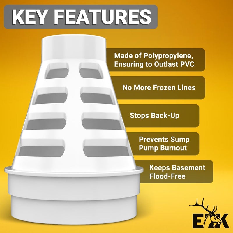 ELK Freeze Relief 4" - Use Between 1.5" Sump Pump Line to 4" Discharge Line - Pipe Transition that Relieves Water Pressure and Protects Against Pipe Bursting, Pump Failure and Flooding - Image 3